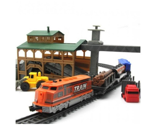 Детская железная дорога 4,5 м Грузовой Поезд с Лесопилкой и Погрузочной Станцией Power Train (BSQ 2083)