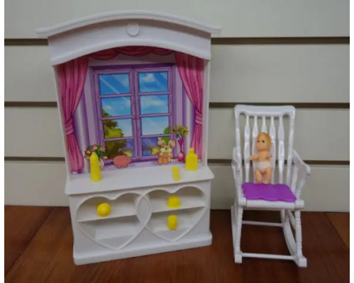 Мебель Gloria для кукол 24022 Детская комната с малышом 