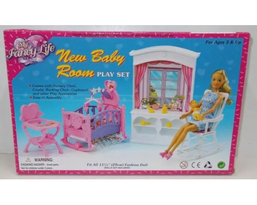 Мебель Gloria для кукол 24022 Детская комната с малышом 