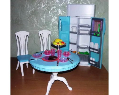 Кукольная мебель Глория Gloria 2812 современная столовая с холодильником 