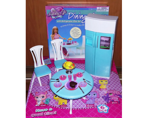 Кукольная мебель Глория Gloria 2812 современная столовая с холодильником 