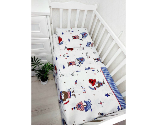 Детское постельное белье 3 в 1 бязь 100% хлопок. Простынка, наволочка, пододеяльник