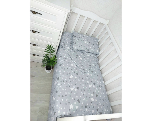 Комплект 3 в 1 постельного детского белья простынка, пододеяльник, наволочка бязь Звездочки