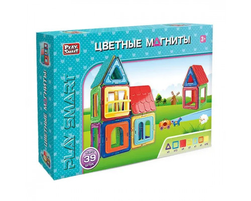 Магнитный конструктор Play Smart 2463 "Цветные магниты", 39 дет