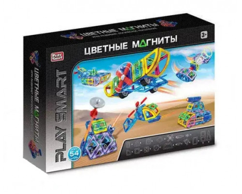 Магнитный конструктор Play Smart 2429 "Цветные магниты", 54 дет