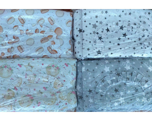 Защита бортики на 4 стороны (отдельные) на завязочках высота 40 см для детской кроватки 120*60см