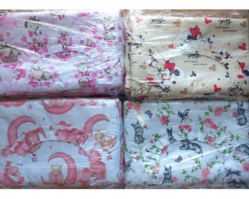 Защита бортики на 4 стороны (отдельные) на завязочках высота 40 см для детской кроватки 120*60см