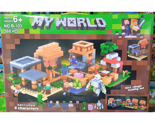 Конструктор My world - Minecraft - Большая Деревня с жителями 6в1 (арт. B-103)