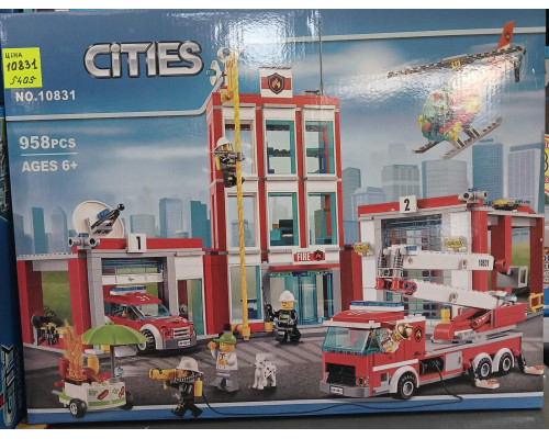 Конструктор "Cities" (арт. 10831) Пожарная часть, 958 деталей