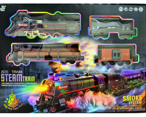 Детская железная дорога с дымом и светом (арт. 601В) на аккумуляторе, длина пути 360+ см 