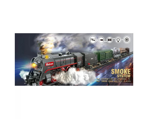 Железная дорога Classical Railroad 360+ см - паровоз с настоящим паром, звук поезда, свет, аккумулятор