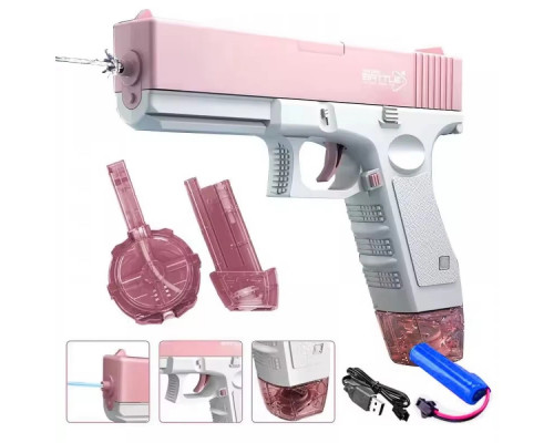 Водяной пистолет с аккумулятором - увеличенная емкость, стрельба на 8 м - Glock