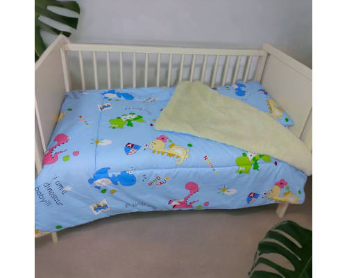 Теплое детское одеяло на овчине + подушка в кроватку - детское одеяльце для новорожденных 110х140 см Мишки