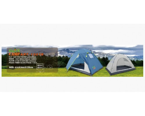 Палатка туристическая 2,1х2х1,35 м.двухместная с тамбуром Green Camp 1001B