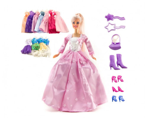 Кукла 29 см с большим набором DEFA 8193 наряды, платья, сумочка, обувь, аксессуары