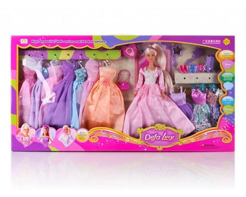 Кукла 29 см с большим набором DEFA 8193 наряды, платья, сумочка, обувь, аксессуары