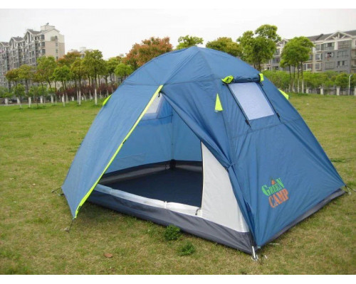 Палатка туристическая 2,1х2х1,35 м.двухместная с тамбуром Green Camp 1001B
