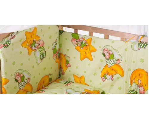 Защита бортики на 4 стороны (отдельные) на завязочках высота 40 см для детской кроватки 120*60см
