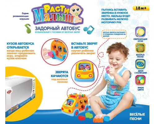 Сортер Логическая игра "Забавный автобус" Play smart Расти малыш музыка свет 7450-988