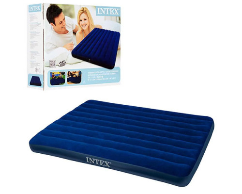 Матрас надувной велюровый Intex 64759 152-203-25 см, флокированная поверхность, цвет синий