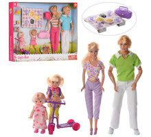Набор кукольный Семья DEFA 8301 29 см, дочки 13 см и 10см, пикник