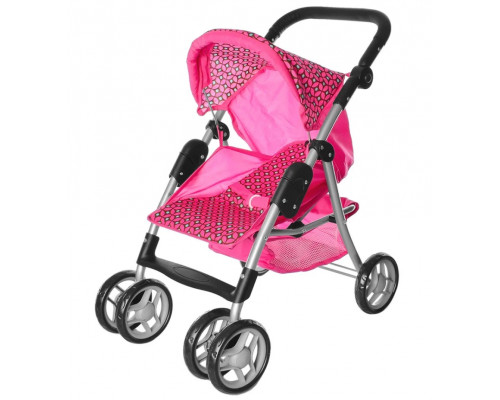 Коляска для кукол Melogo 9352/011,  поворотные колеса, корзинка. Сердечки