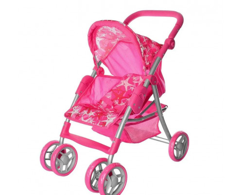 Коляска для кукол Melogo 9352/011,  поворотные колеса, корзинка. Сердечки
