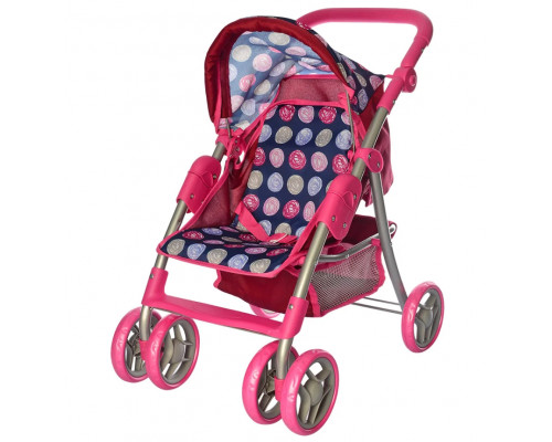 Коляска для кукол Melogo 9352/011,  поворотные колеса, корзинка. Сердечки
