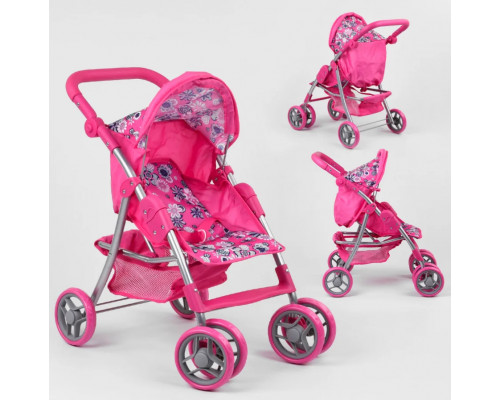 Коляска для кукол Melogo 9352/011,  поворотные колеса, корзинка. Сердечки