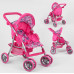 Коляска для кукол Melogo 9352/011,  поворотные колеса, корзинка. Сердечки
