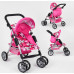 Коляска для кукол Melogo 9352/011,  поворотные колеса, корзинка. Сердечки