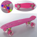 Скейт Пенни борд (Penny board), светятся колёса MS 0848-2,  розовый