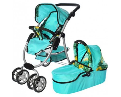 Коляска трансформер 2в1 для кукол Melogo Мелого 9662M. Регулир ручка 3 полож макс 70 см, поворот колеса