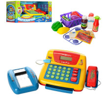 Детский кассовый аппарат 7016-UA, корзинка, продукты, сканер, микрофон