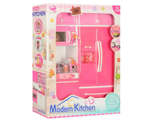 Мебель кукольная Кухня 32-24-7 см, звук, свет, продукты, холодильник, посуда QF26215PW Т