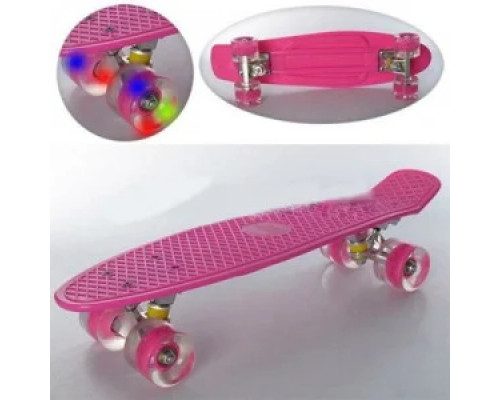 Скейт Пенни борд (Penny board), светятся колёса MS 0848-2,  розовый