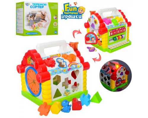 Теремок сортер развивающая музыкальная игрушка 9196 со звуковыми и световыми эффектами для детей