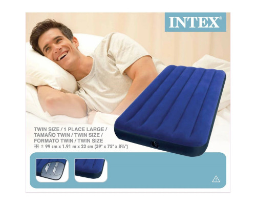 Матрас надувной  Intex 64757 с велюровой поверх. до 120кг. размер 99x25x191см