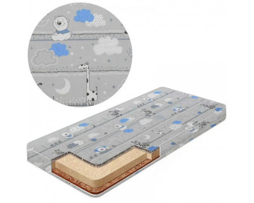 Матрас для детской кроватки 120х60 см кокос-поролон-кокос (КПК). Толщина 7 см.много цветов