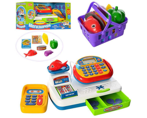 Детский кассовый аппарат 7019 UA Мой магазин, дисплей, весы, световые и звуковые эффекты, на укр. языке