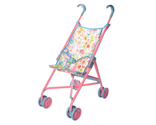Коляска 9302 W для куклы, железная, зонтик, двойные колеса,поворот, 55-49-26см, высота до ручки 53 см,5 видов