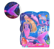 Кукла DEFA 8243 русалочка, шарнирная, светится хвост, дельфин, расческа