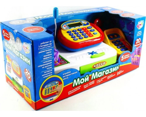 Детский кассовый аппарат 7019 Мой магазин, дисплей, весы, световые и звуковые эффекты, на русском языке