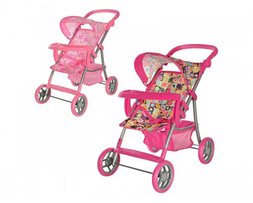Детская   коляска для куклы Melogo 9366 прогулочная, колеса 4 штуки, корзинка Много расцветок