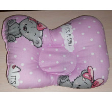 Детская ортопедическая подушка для новорожденных Мишка Тедди 30х25 см.Бабочка  Ассортимент цветов