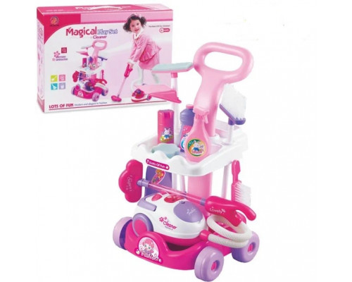 Игровой набор для уборки Тележка на колесах, пылесос на батар, звуки, щетка, швабра, звук A5951