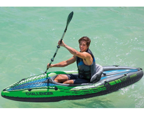 Лодка байдарка надувная 274х76х33 см Challenger К1 Kayak Intex 68305, ремкомплект, весло 210 см, насос