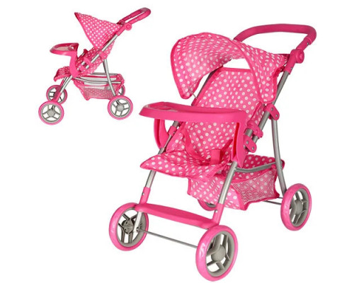 Детская   коляска для куклы Melogo 9366 прогулочная, колеса 4 штуки, корзинка Много расцветок