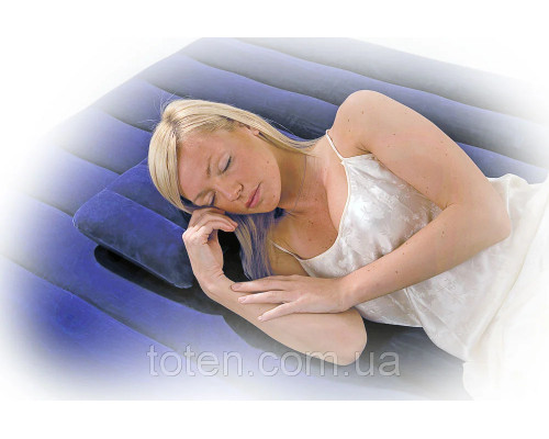 Подушка надувная флокированная Intex 68672 (48х32х9см) синяя