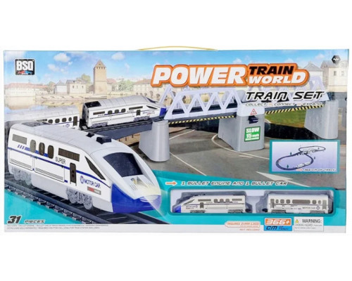 Железная дорога длина 366 см современная скоростной поезд ( 2184 )Фонари, деревья, знаки игровой набор